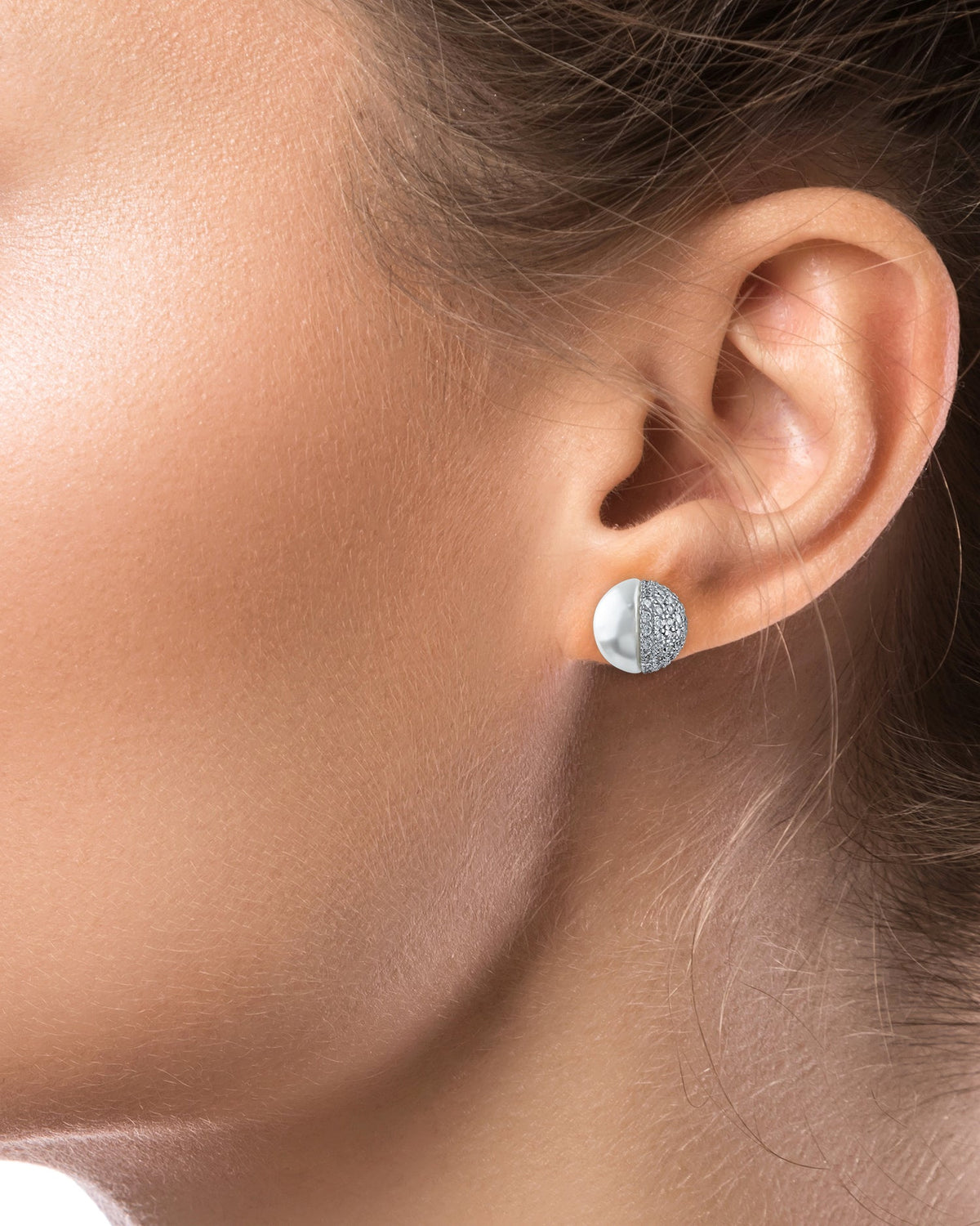 CZ and Pearl Split Stud