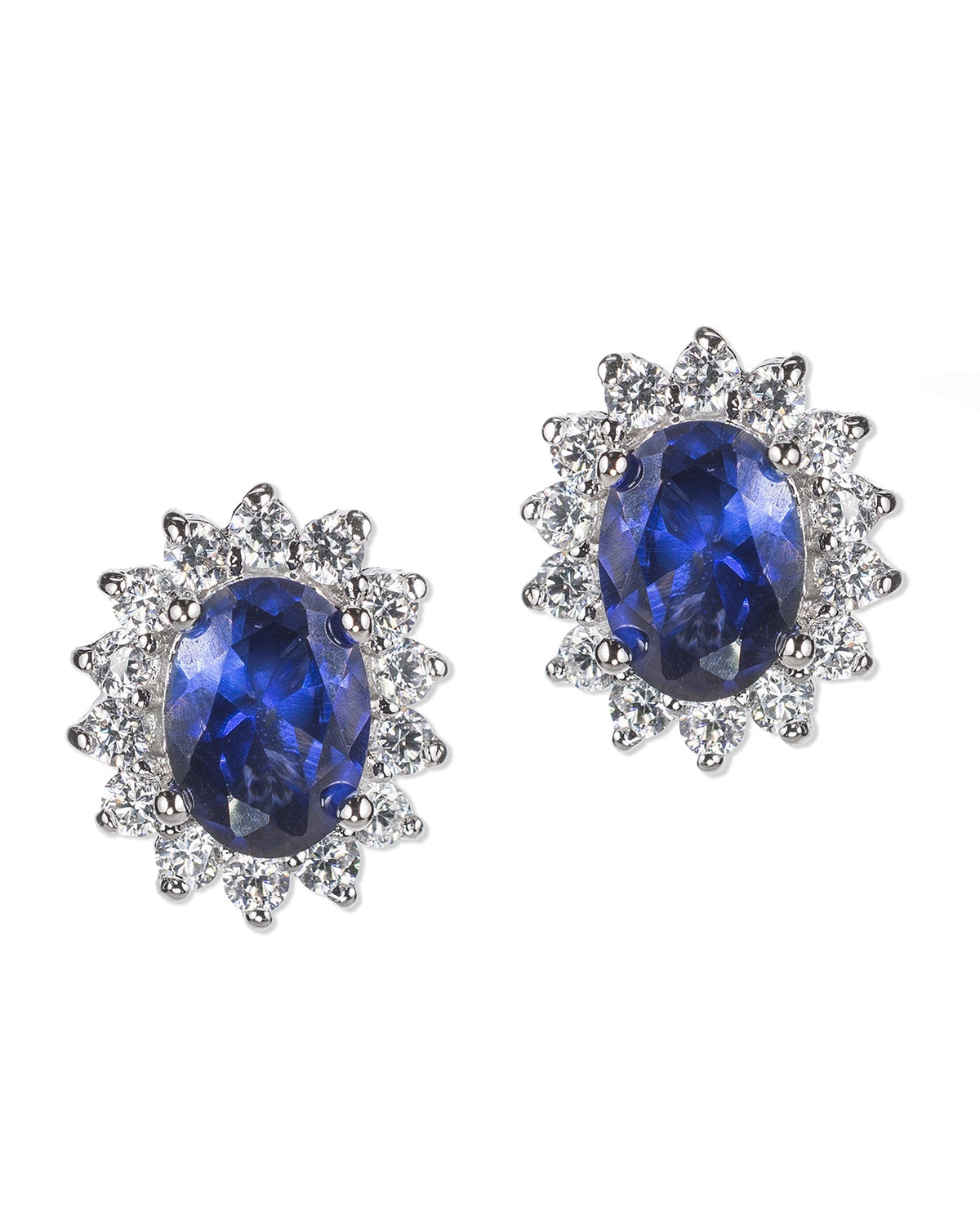 Oval Halo Pierced Earrings