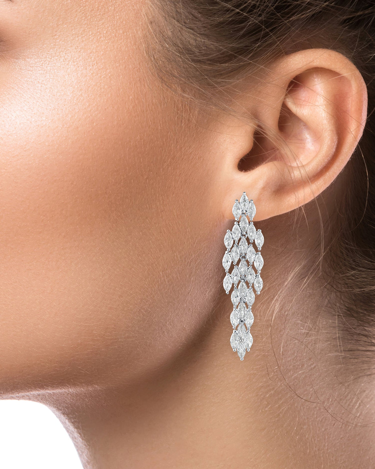 Marquise CZ Cluster Drop Earrings