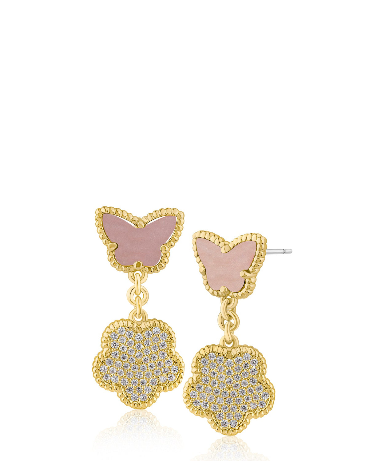 Butterfly and Clover Drop Earrings