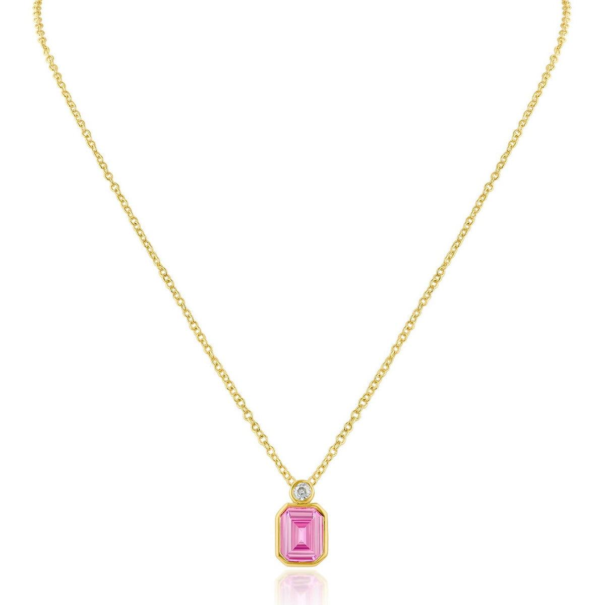 Emerald Bezel Set Pendant Necklace