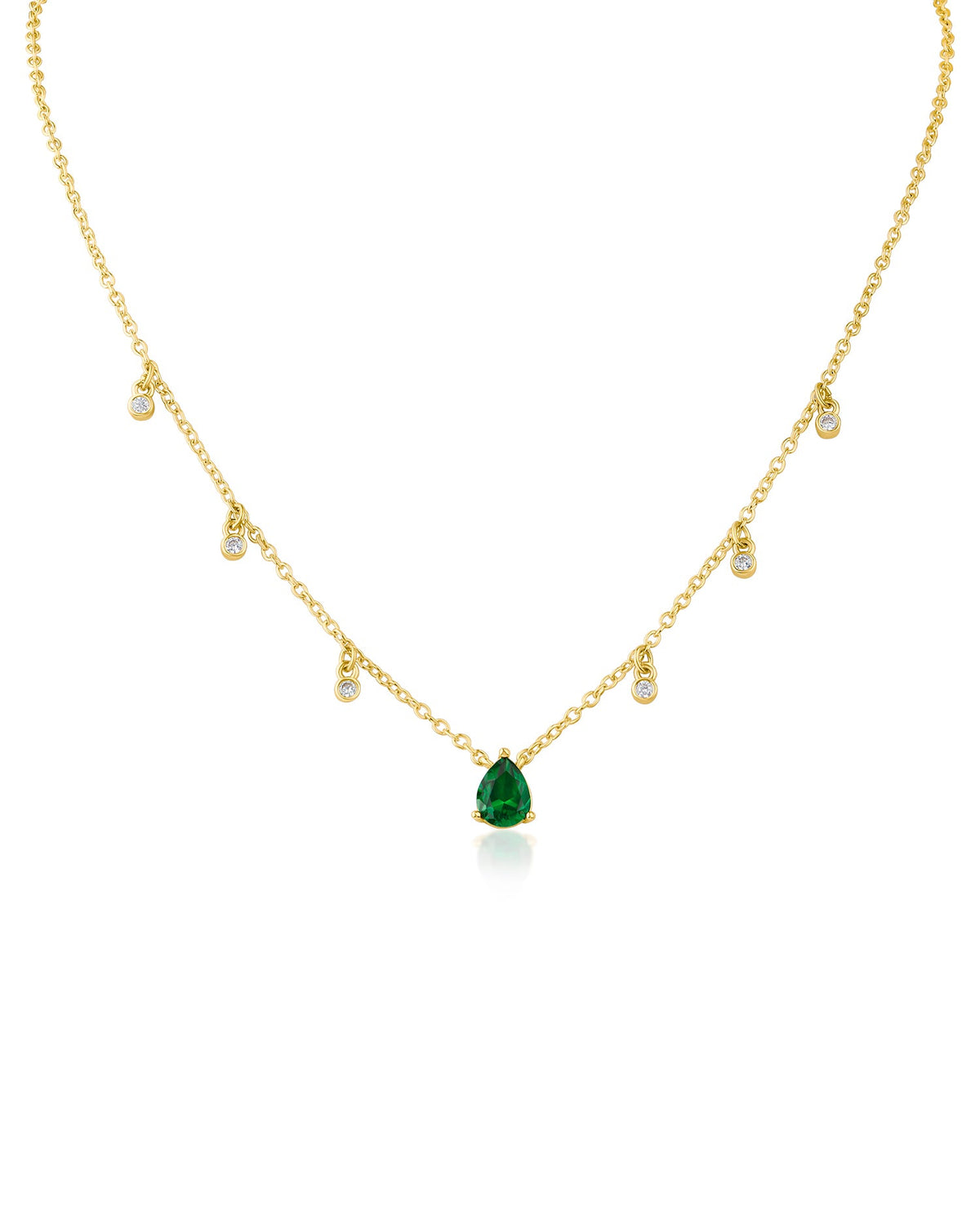 Round and Pear CZ Charm Necklace