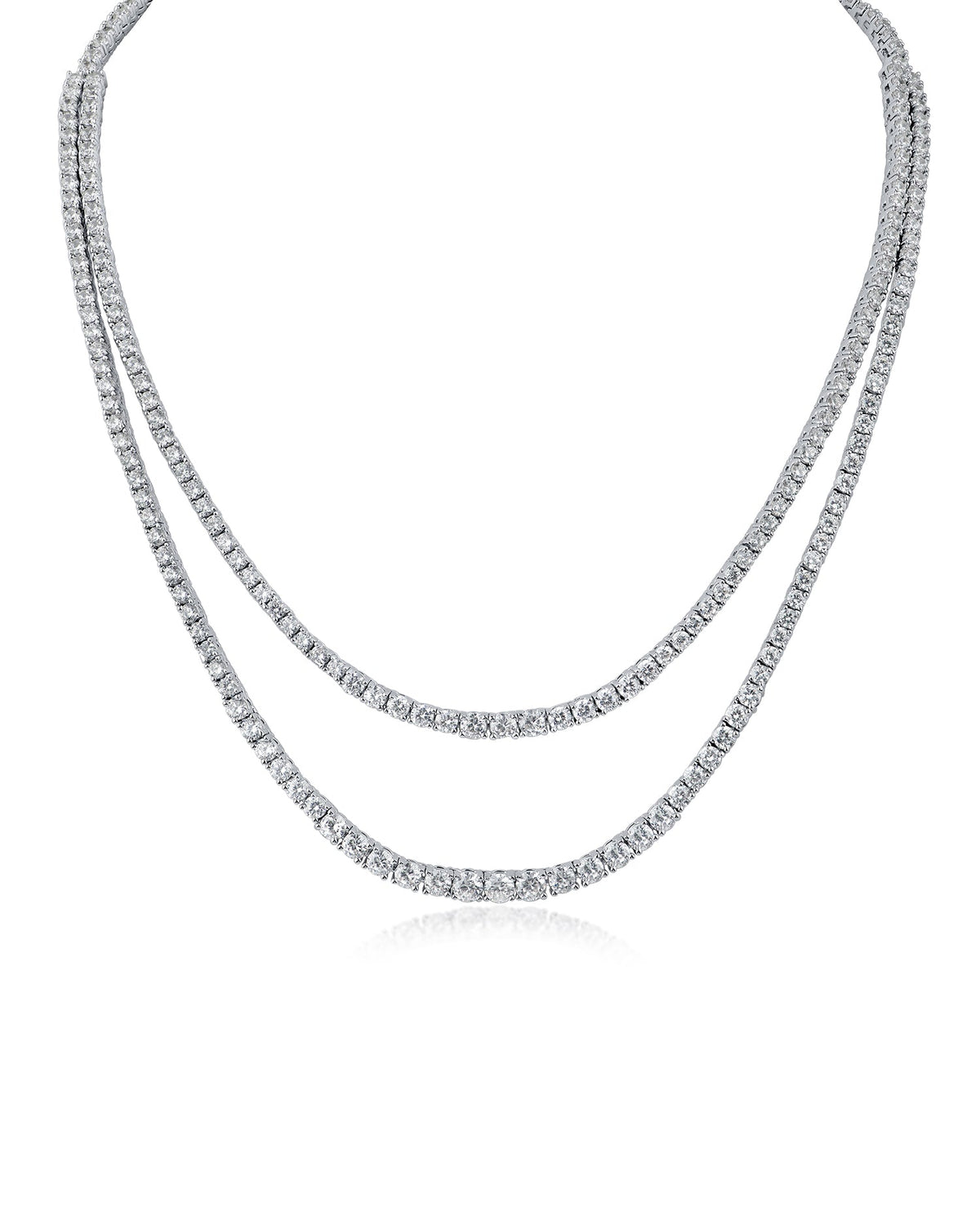 Round CZ Double Layered Necklace