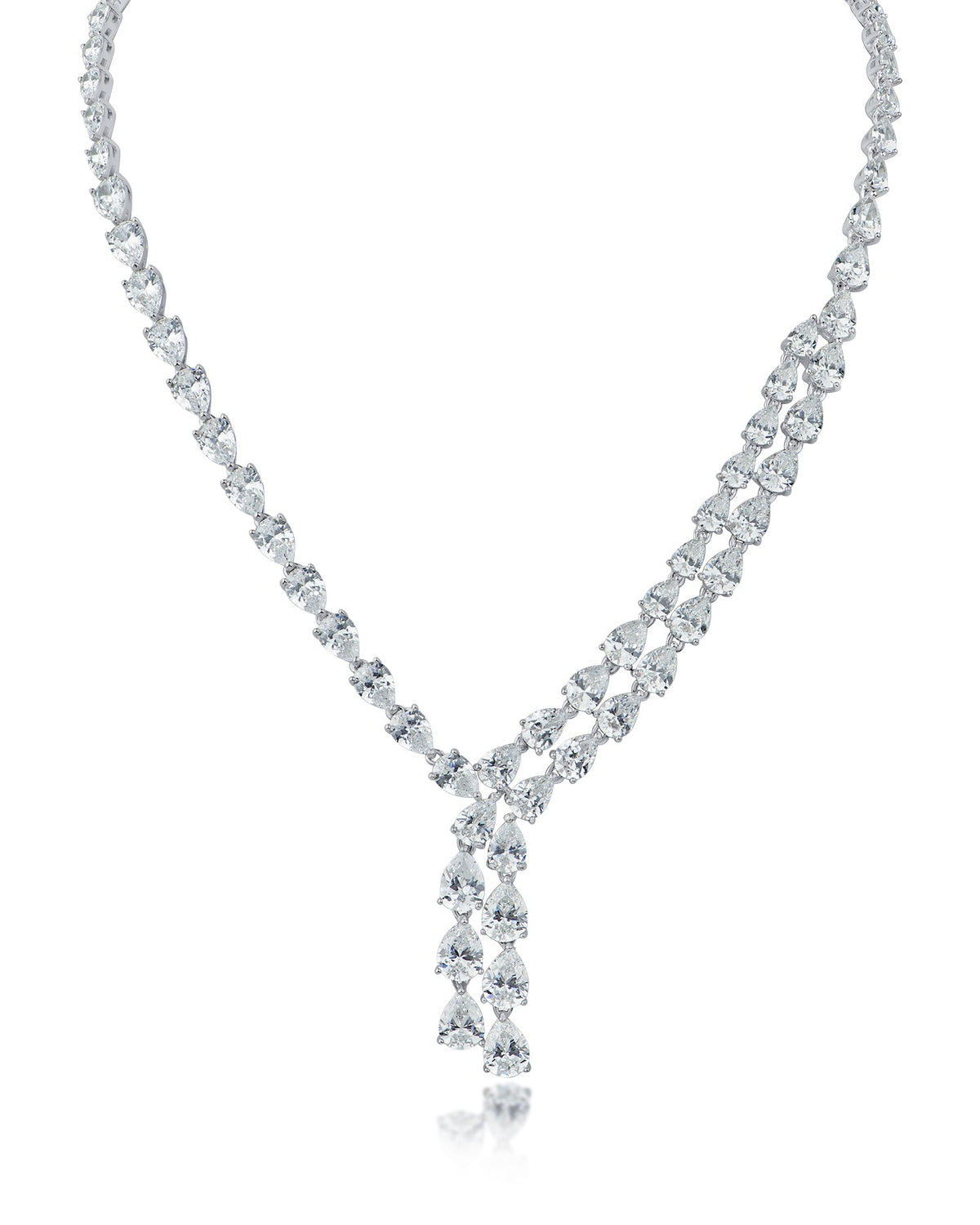 Pear CZ Double Stranded Necklace