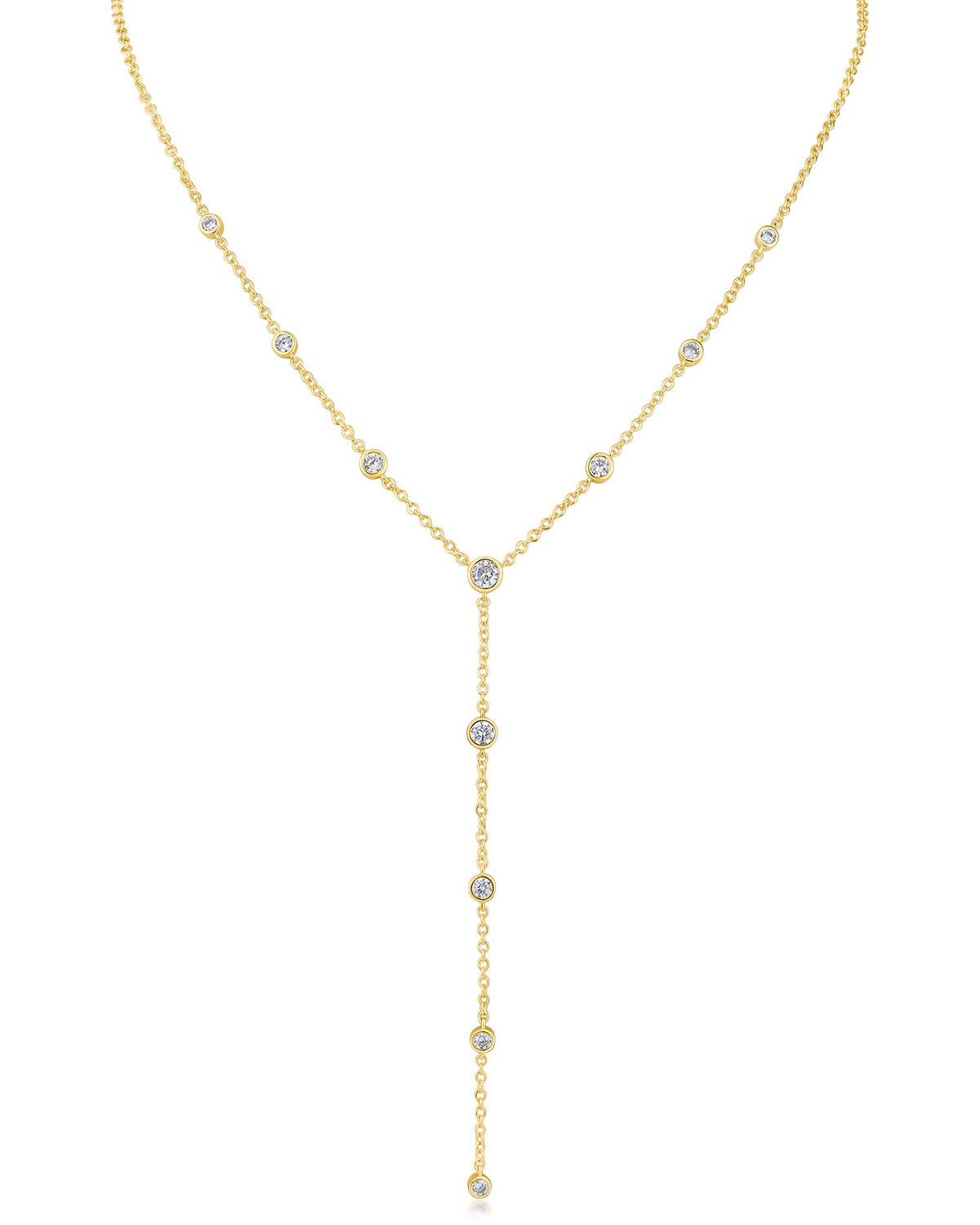 Round CZ Bezel Y-Necklace