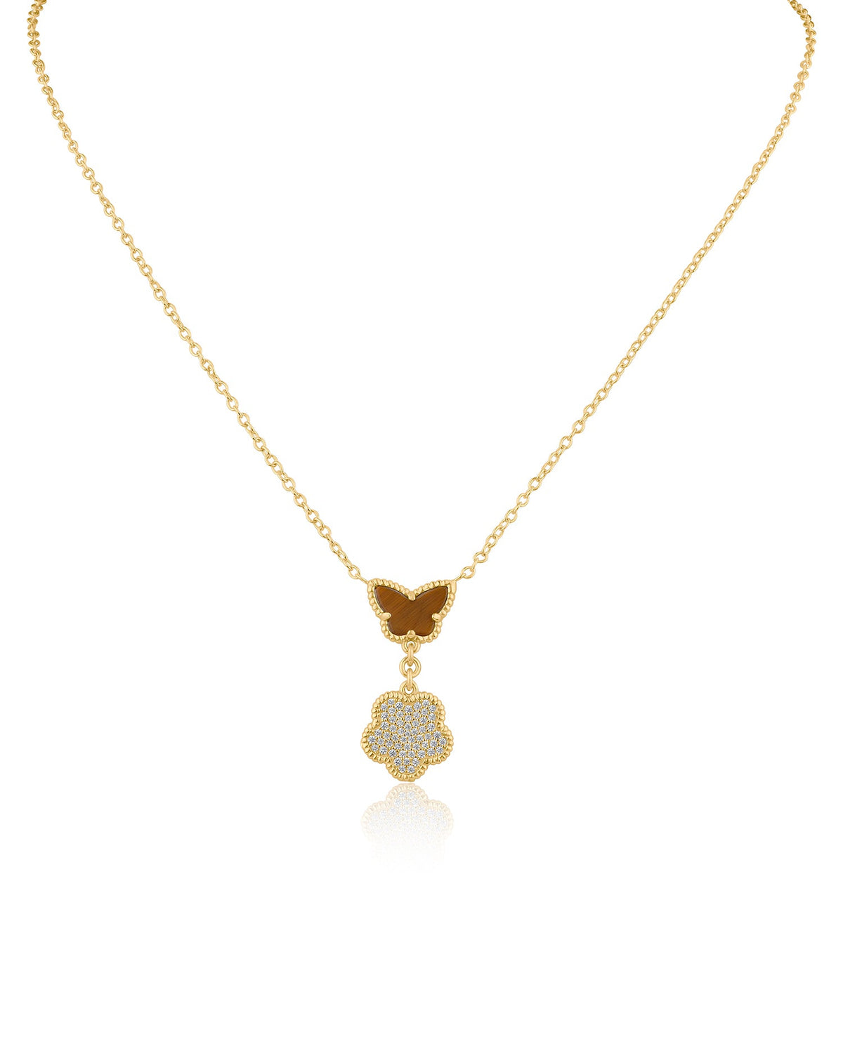 Butterfly and Clover Pendant Necklace