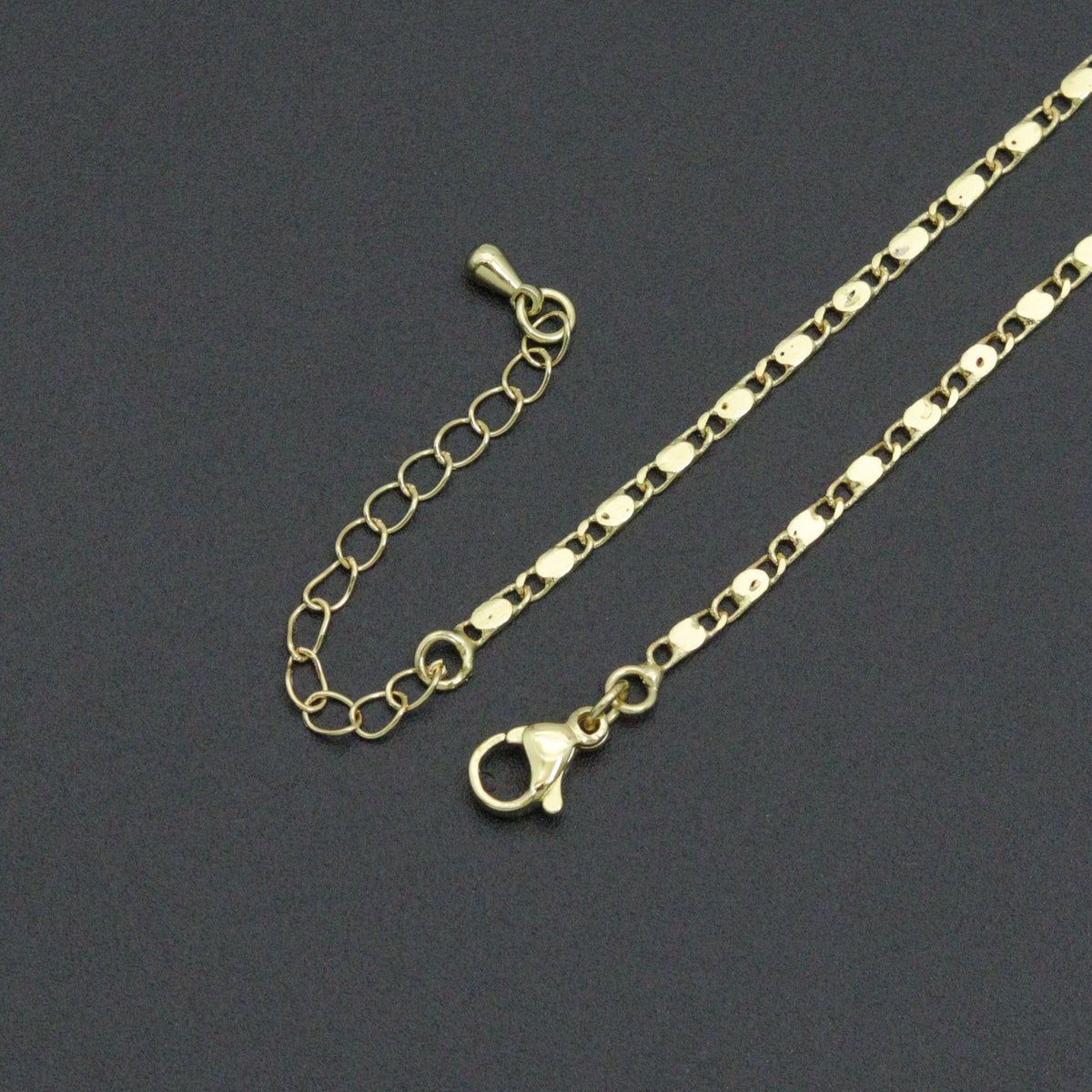 Gold Silver Shinny Disc Link Adjustable Necklace, Sku#LD670
