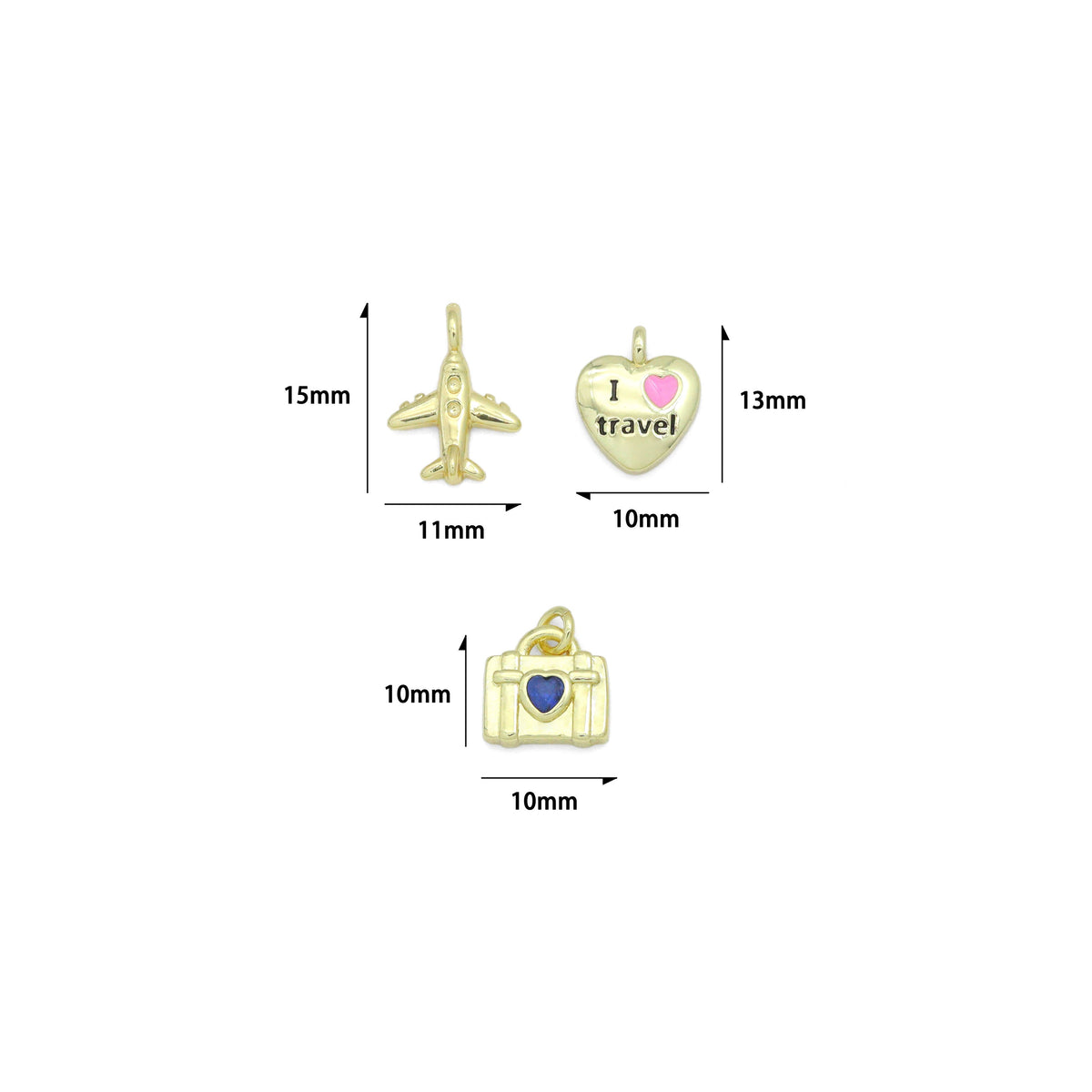 Air Plane I Love Travel Heart Camera Purse Charm Pendants,Sku#LD743