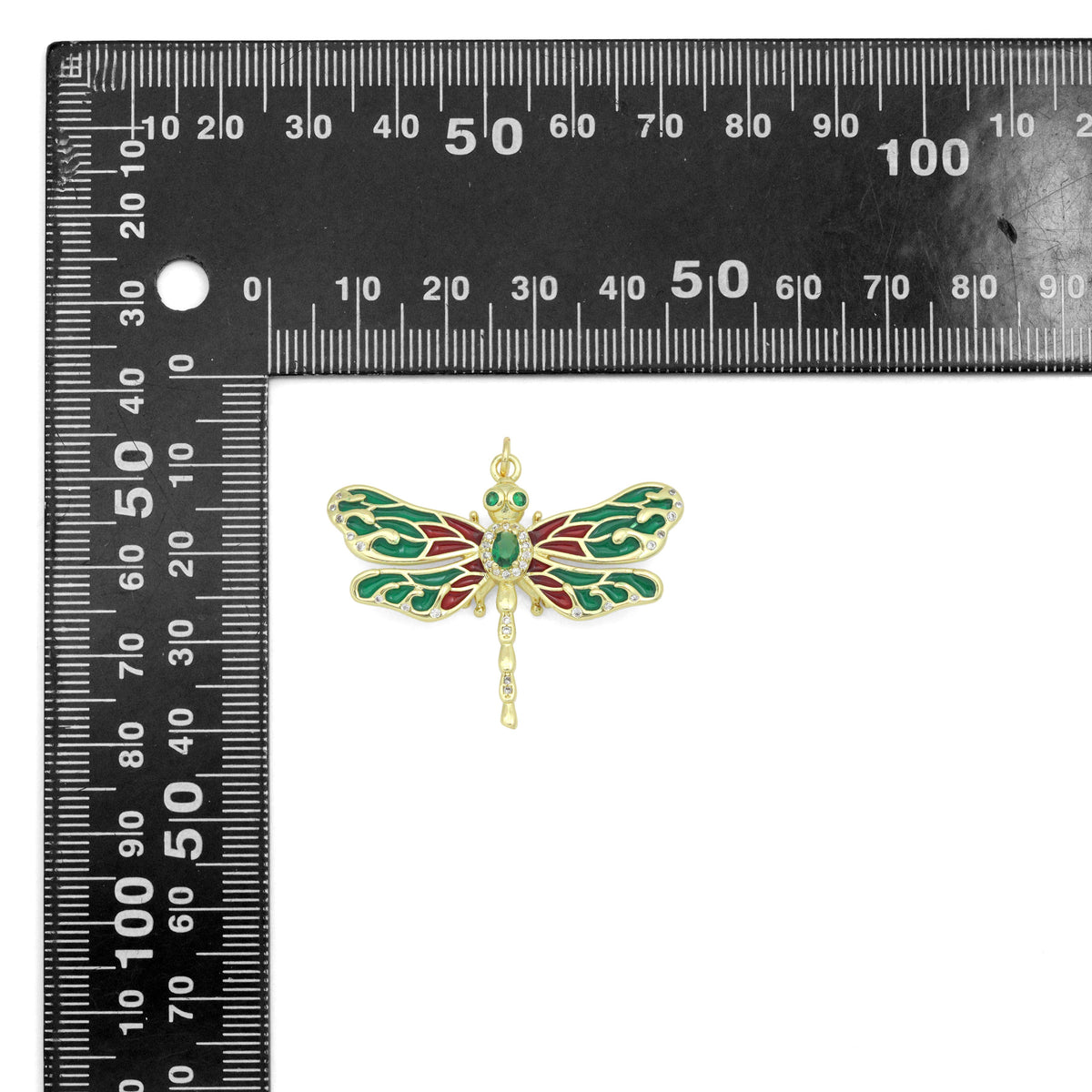 Colorful Enamel Dragonfly Shape Pendant,18K Gold Filled Fuchsia CZ Micro Pave Dragonfly Charm, Necklace Bracelet Charm Pendant, Sku#LK573