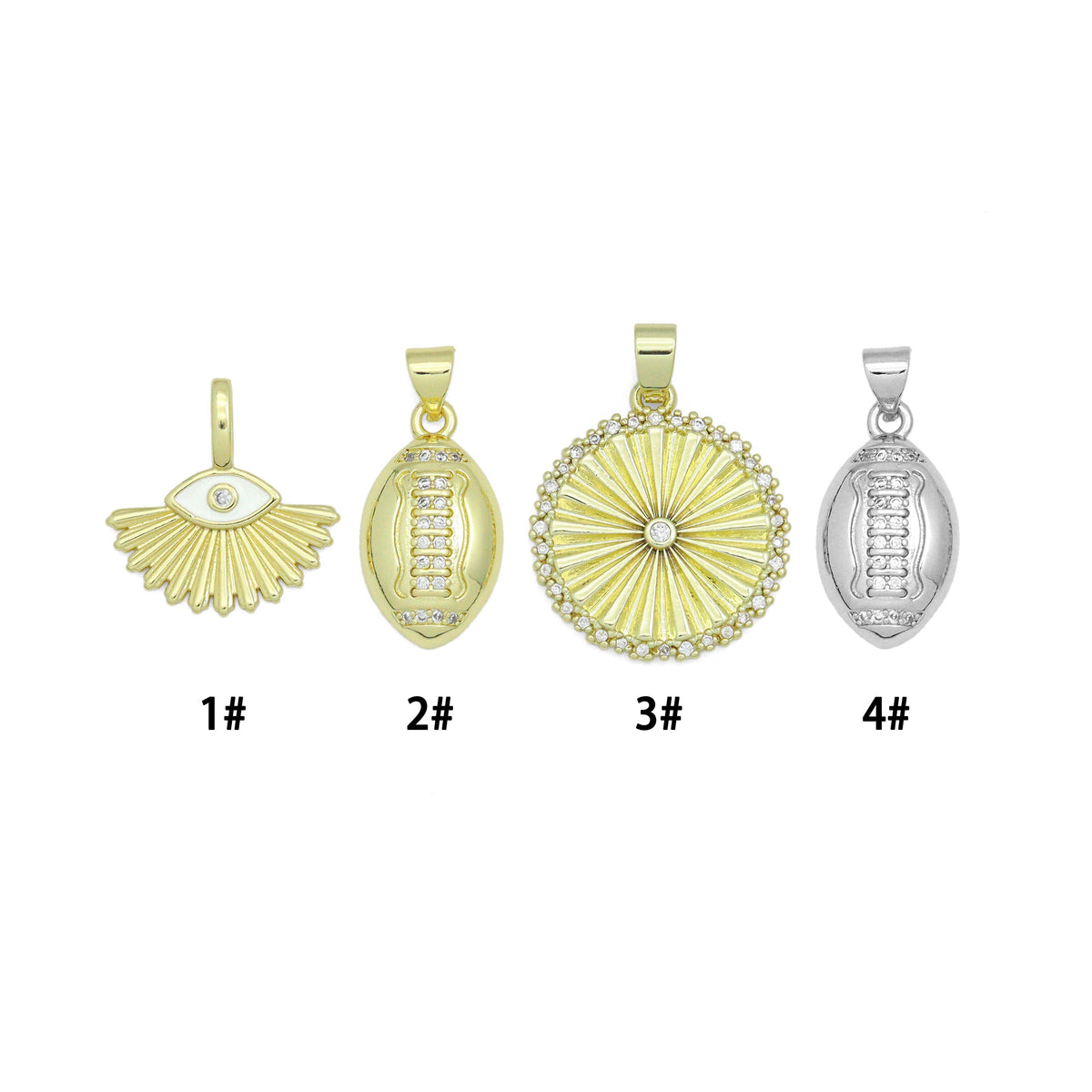 CZ Fan Evil eye, football, Radical Coin Pendant charm, Sku#LX929