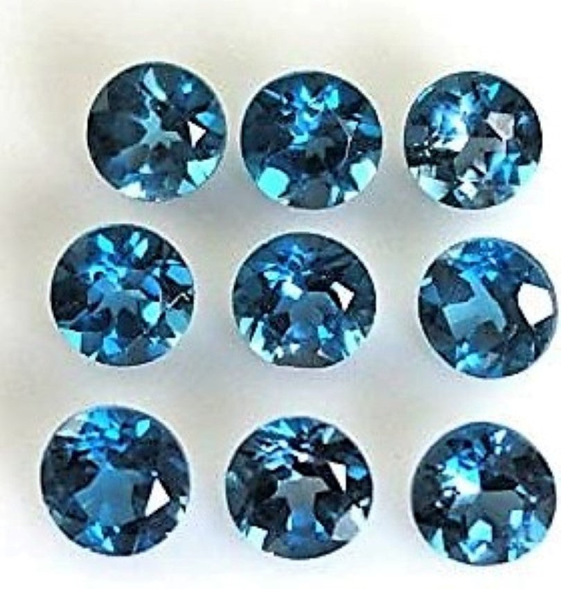 London Blue Topaz Round Cut Natural Calibrated Brazilian