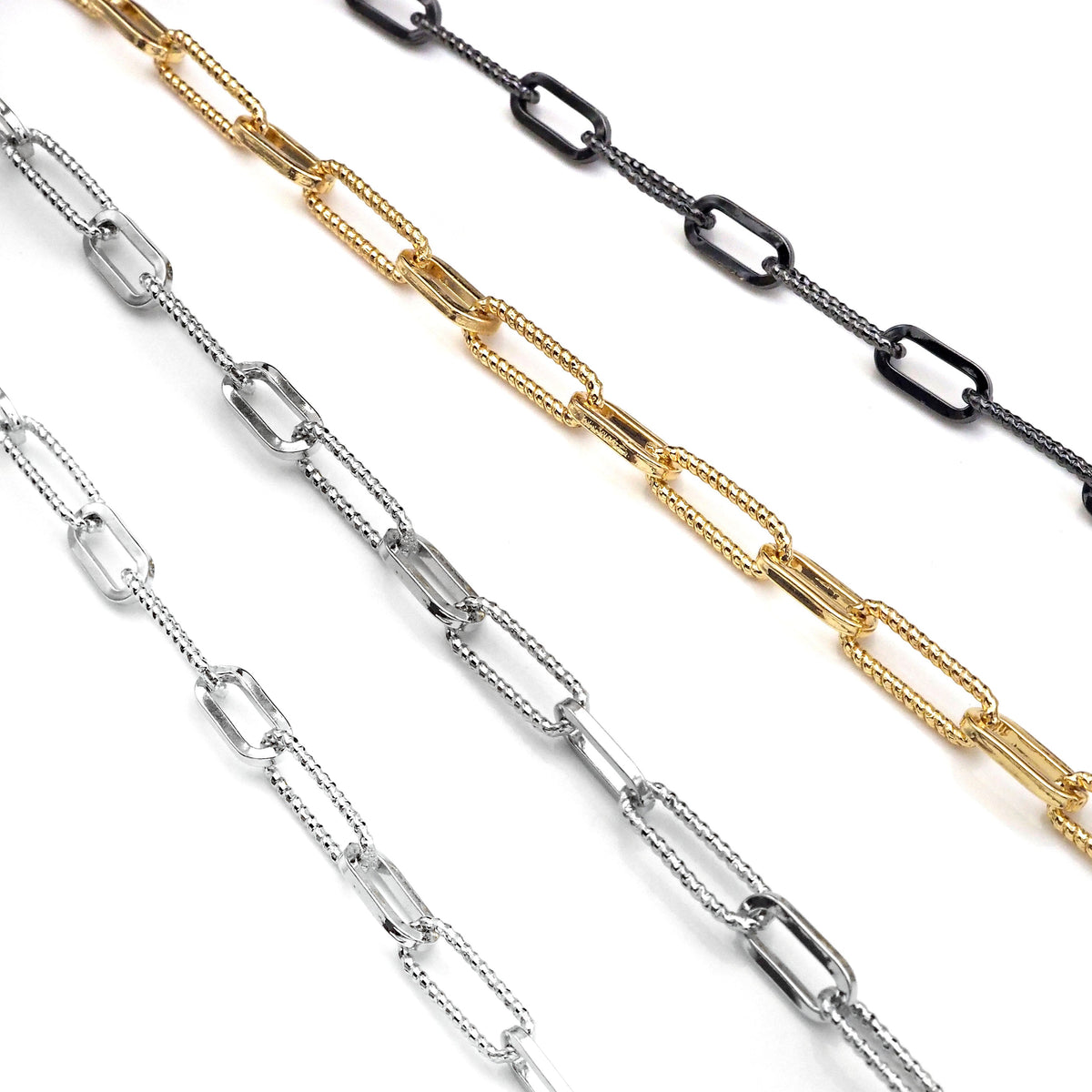 Mixed Paperclip Chain by yard, Fancy Paper clip chain, sku#M356