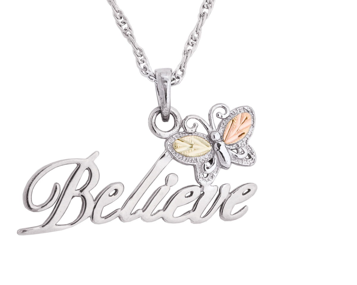 "Believe" - Sterling Silver Black Hills Gold Pendant