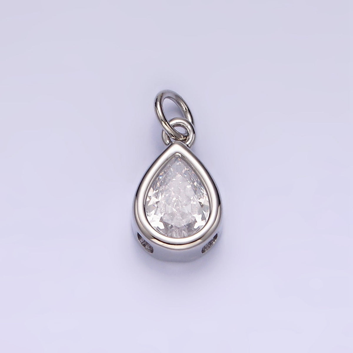 24K Gold Filled 15mm CZ Teardrop Bezel Charm in Gold & Silver | N1625 - N1647