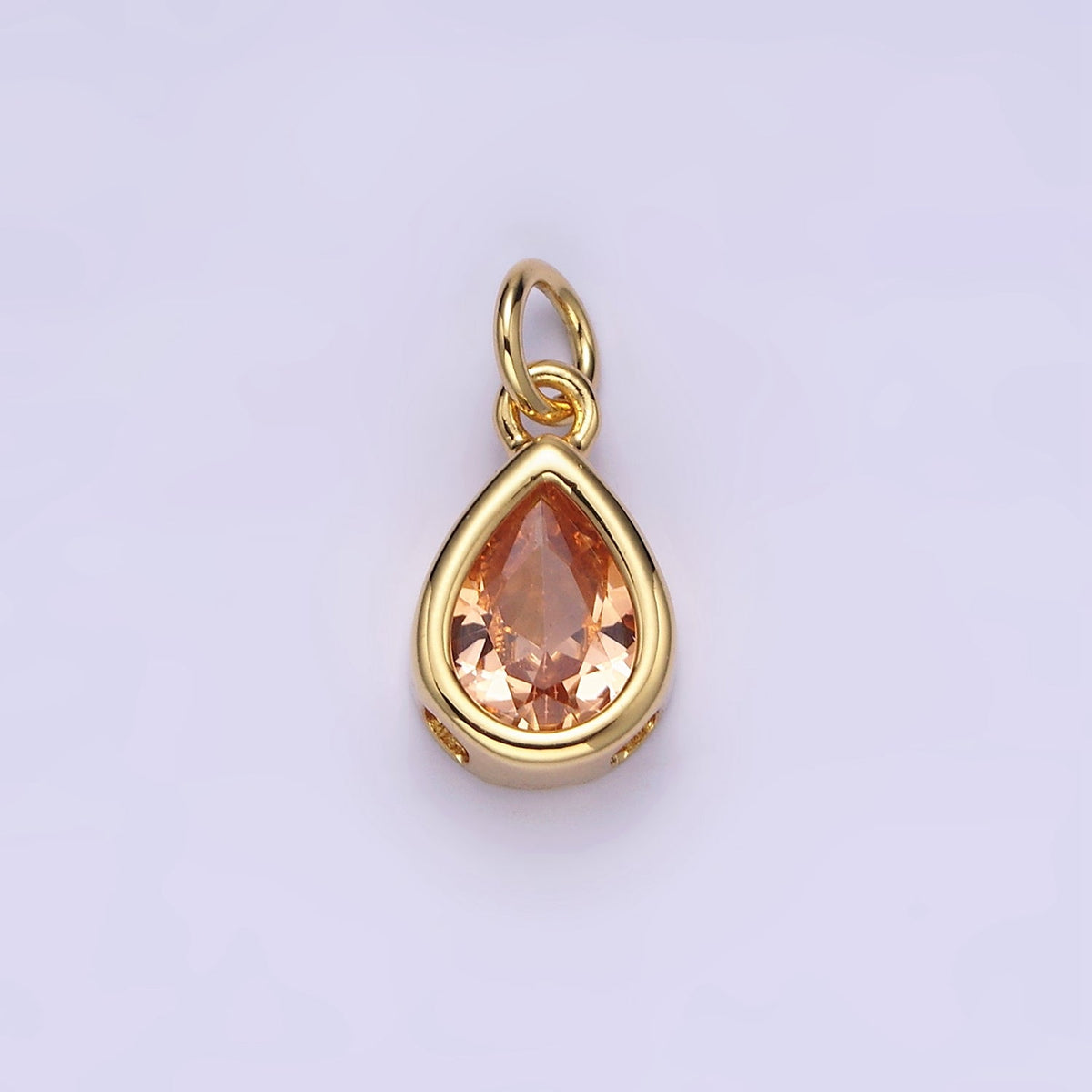24K Gold Filled 15mm CZ Teardrop Bezel Charm in Gold & Silver | N1625 - N1647