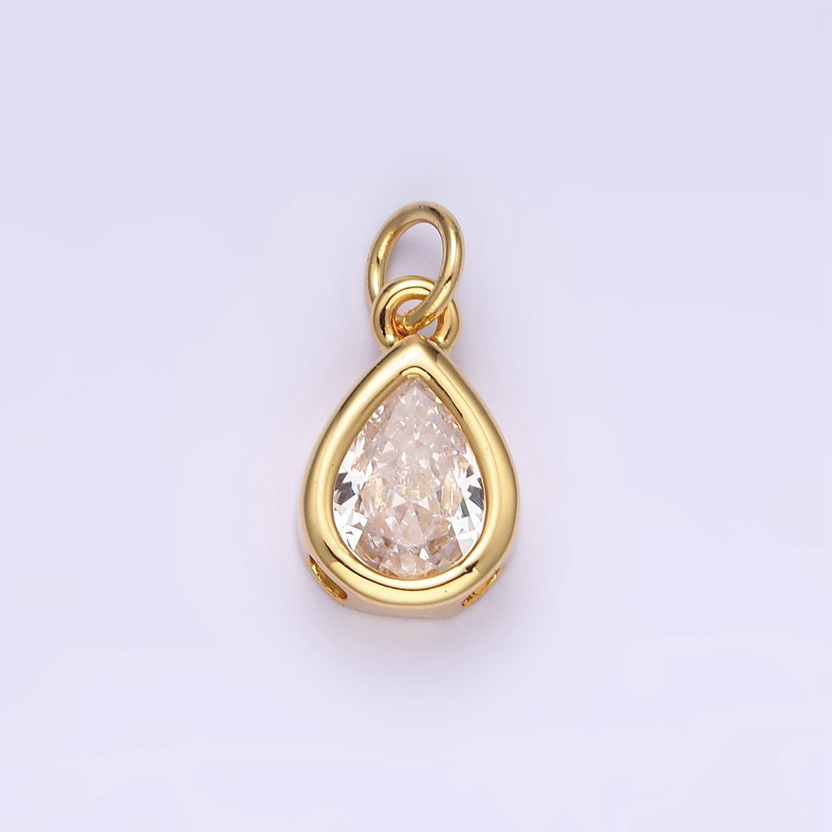 24K Gold Filled 15mm CZ Teardrop Bezel Charm in Gold & Silver | N1625 - N1647