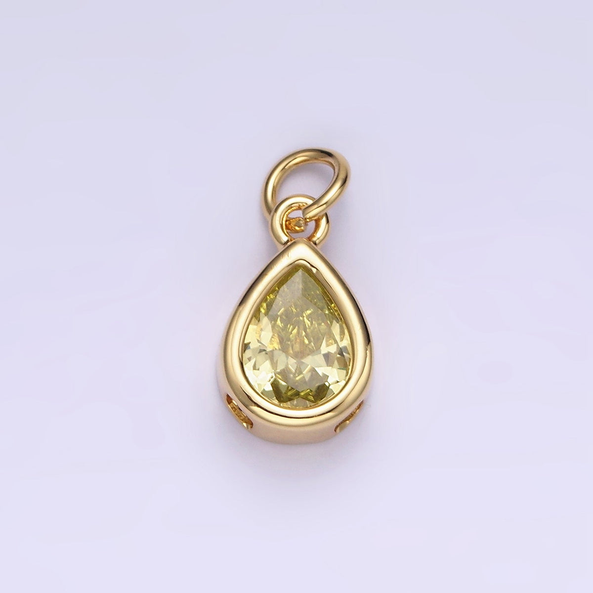 24K Gold Filled 15mm CZ Teardrop Bezel Charm in Gold & Silver | N1625 - N1647
