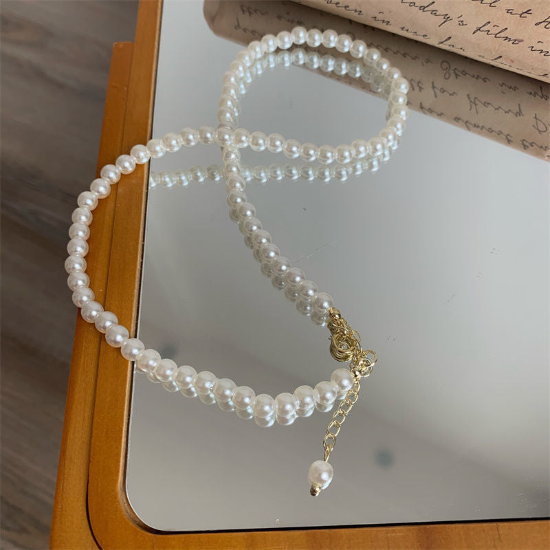 Women's Pearl Handmade Beaded Temperament Wild Retro Neck Necklace