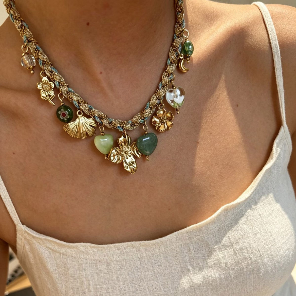 Women's French Style Design Synthetic Resin Love Stainless Necklace