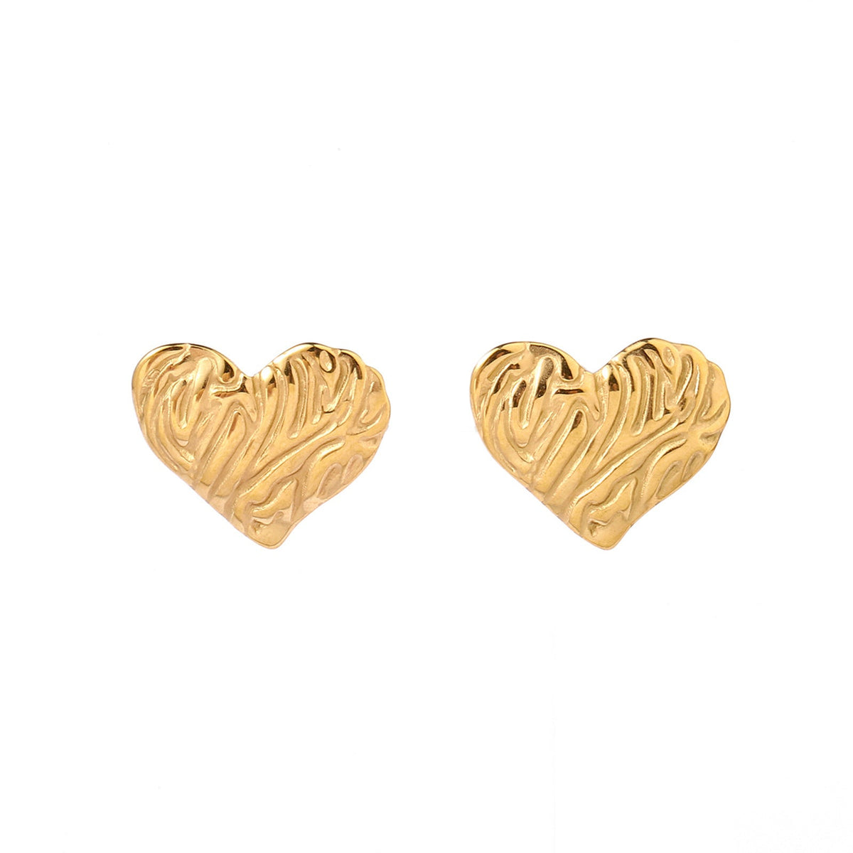 Retro Easy Matching Simple Titanium Steel Gold-plated Irregular Heart Maple Stud Earrings