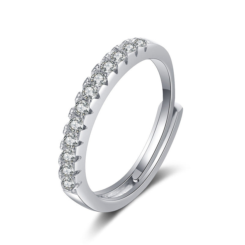 Women's Artificial Diamond High Carbon Rhinestone Simple Fashion Half Straight Rings