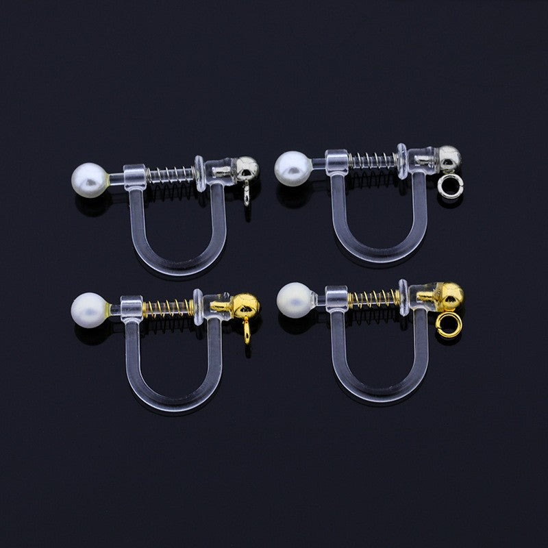 Handmade Change Transparent Resin Pearls U-shaped Ear Clip