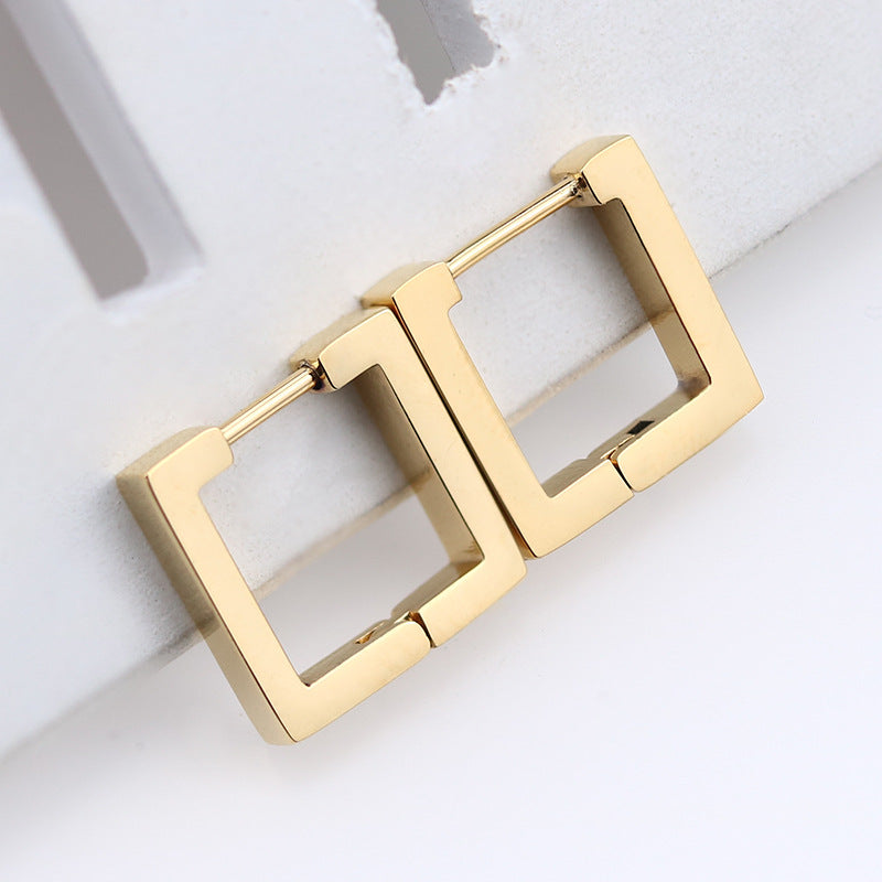 Steel Geometric Personality Hexagon Ear Clip Simple Square Earrings
