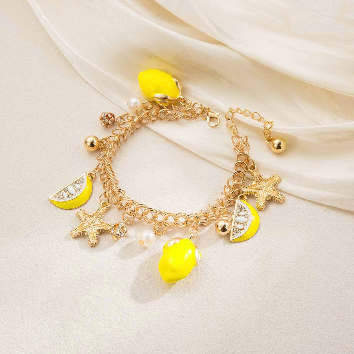 Ocean Style Starfish Copper Chain Personalized Dripping Lemon Pendants