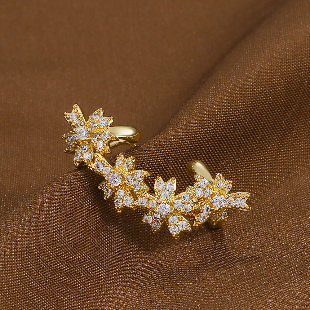 Flowers Affordable Luxury Fashion Design Diamond Ear Clip