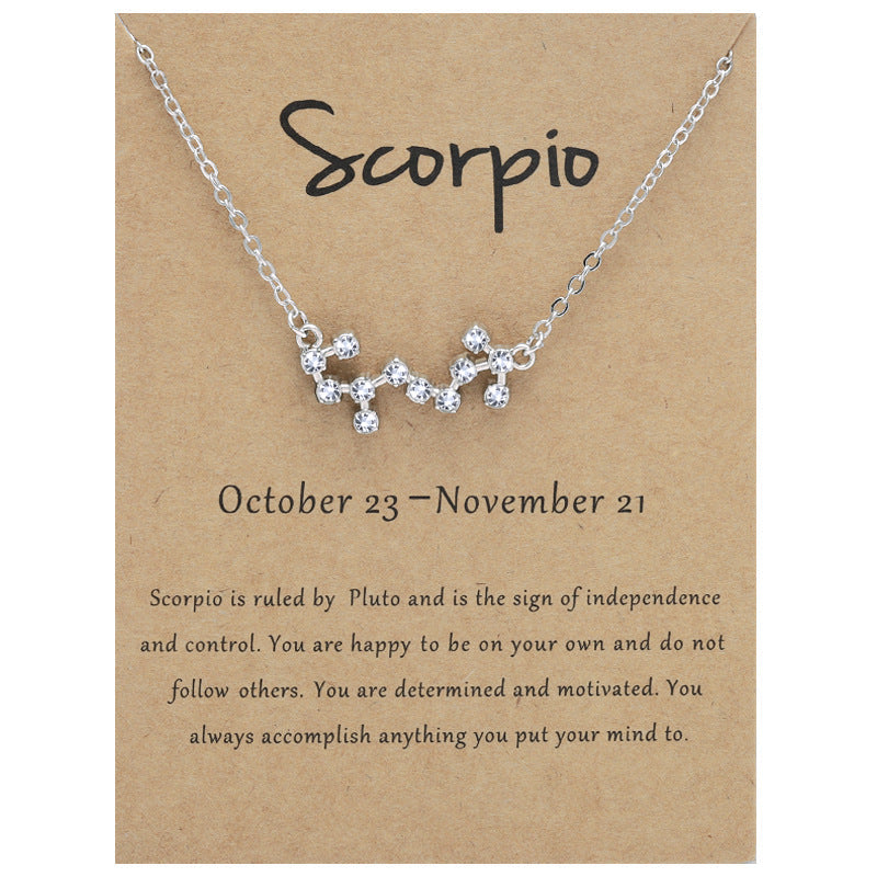 Twee Constellation Brown Card Rhinestone Clavicle Necklaces