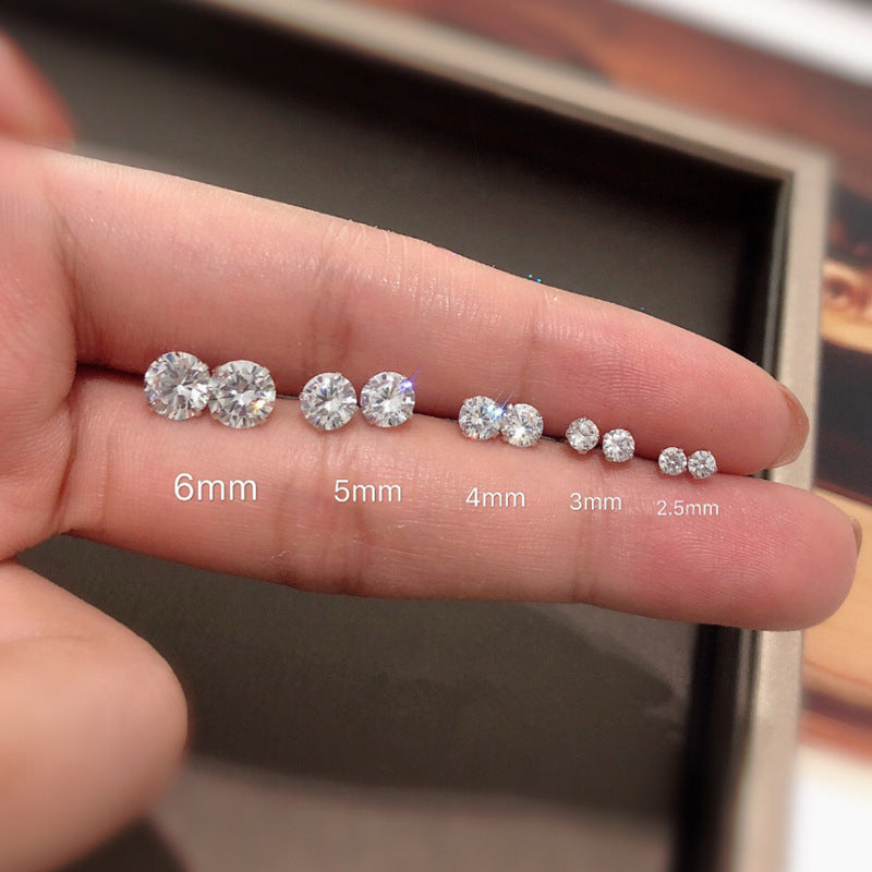 Women's & Men's Sterling Sier Super Flash Diamond Small Ear Stud Earrings