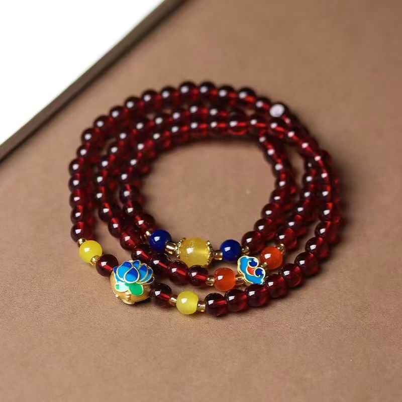 Garnet Lotus Seedpod Female Niche Design Bracelet