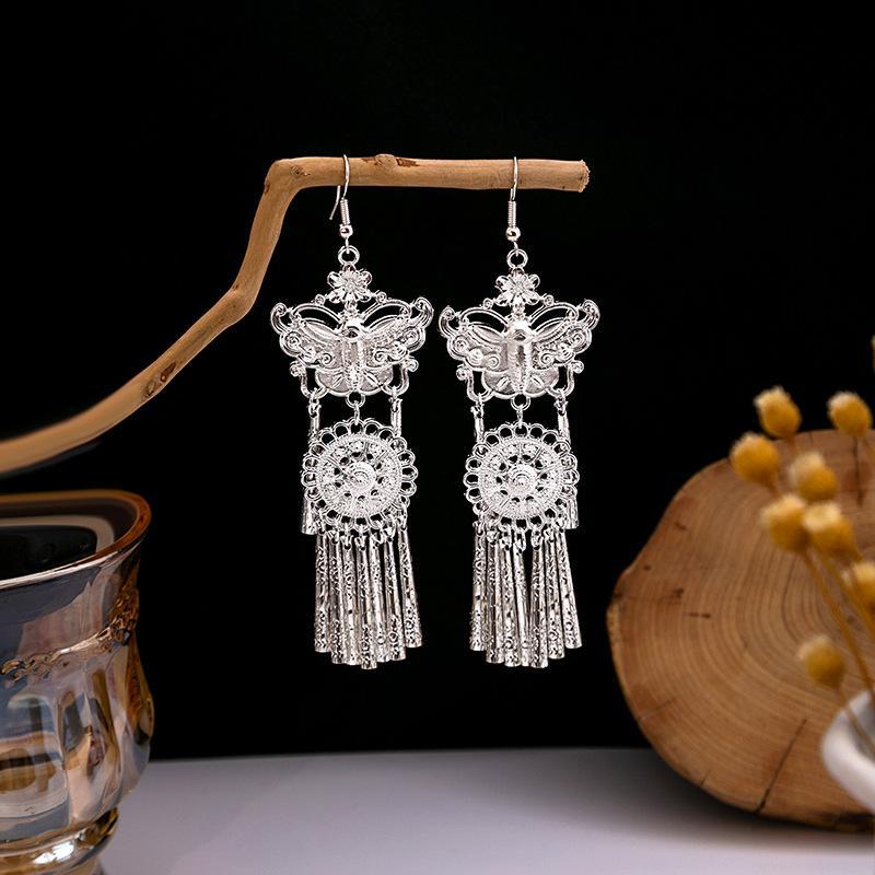 Colorful Long Feather Tassel Scenic Spot Earrings