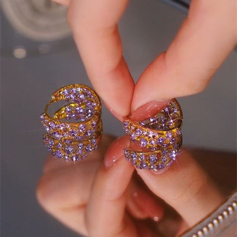 Women's Diamond Small Ear Exquisite Light Luxury Sier Needle Earrings
