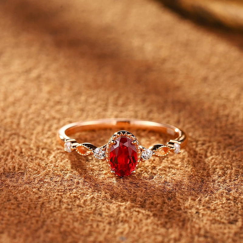 Women's Pigeon Blood Red Zircon Forefinger Simple Fashion Light Ring
