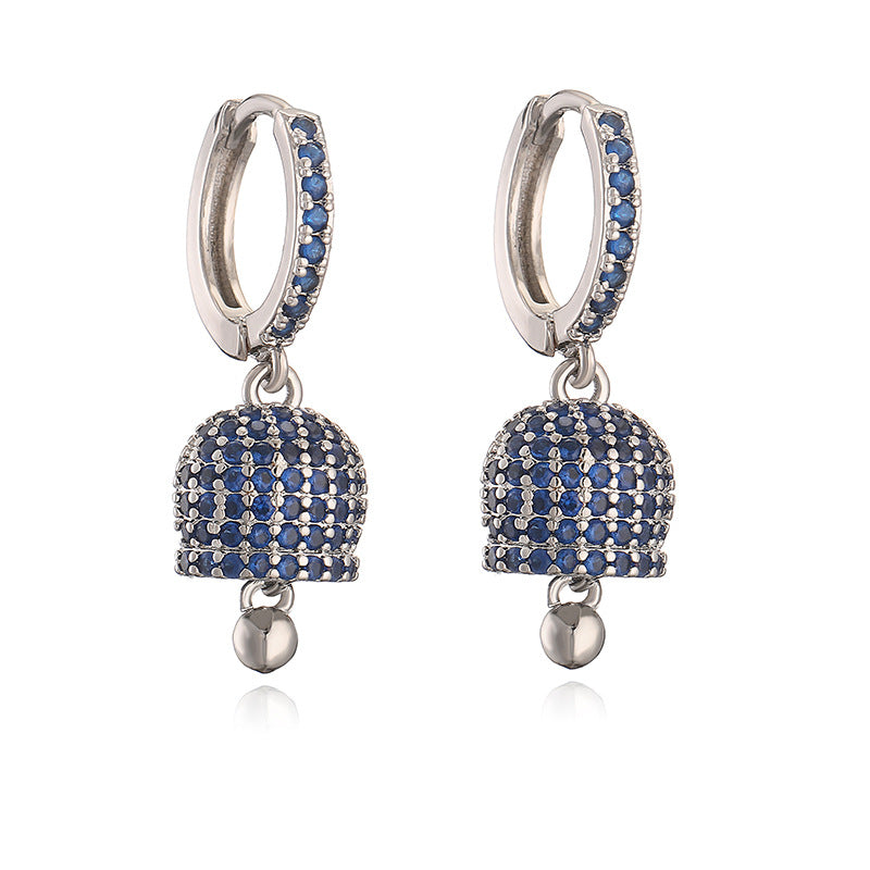 Luxury Fashion Copper Inlaid Color Diamond Bell Niche High Sense Earrings