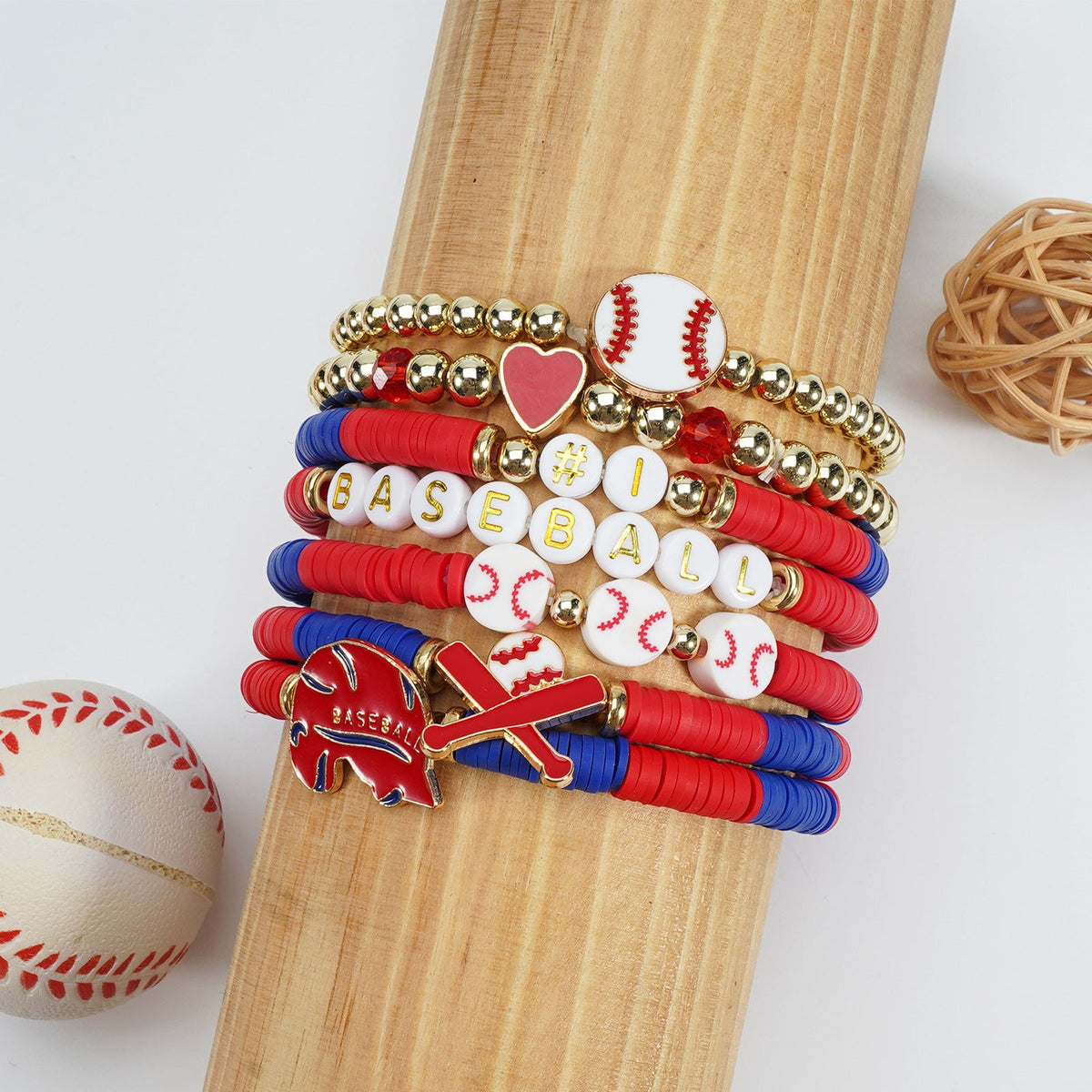 Game Day Polymer Clay Multilayer Fashion Twin Bracelets