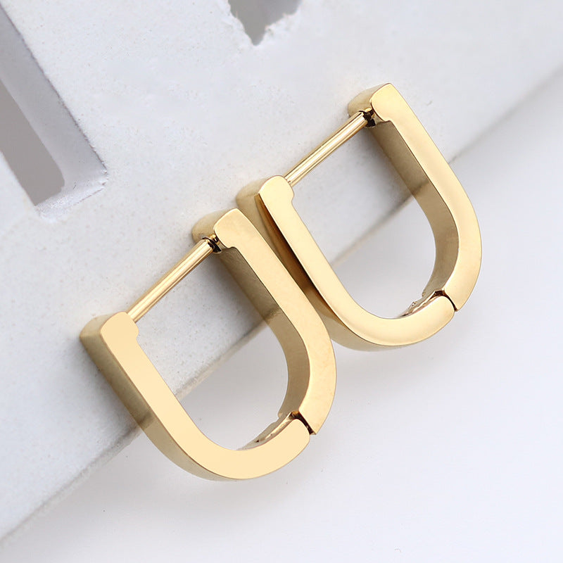 Steel Geometric Personality Hexagon Ear Clip Simple Square Earrings