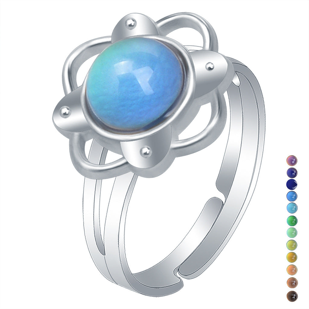 Fashion Charm Female High Profile Retro Gem Temperature Change Ring