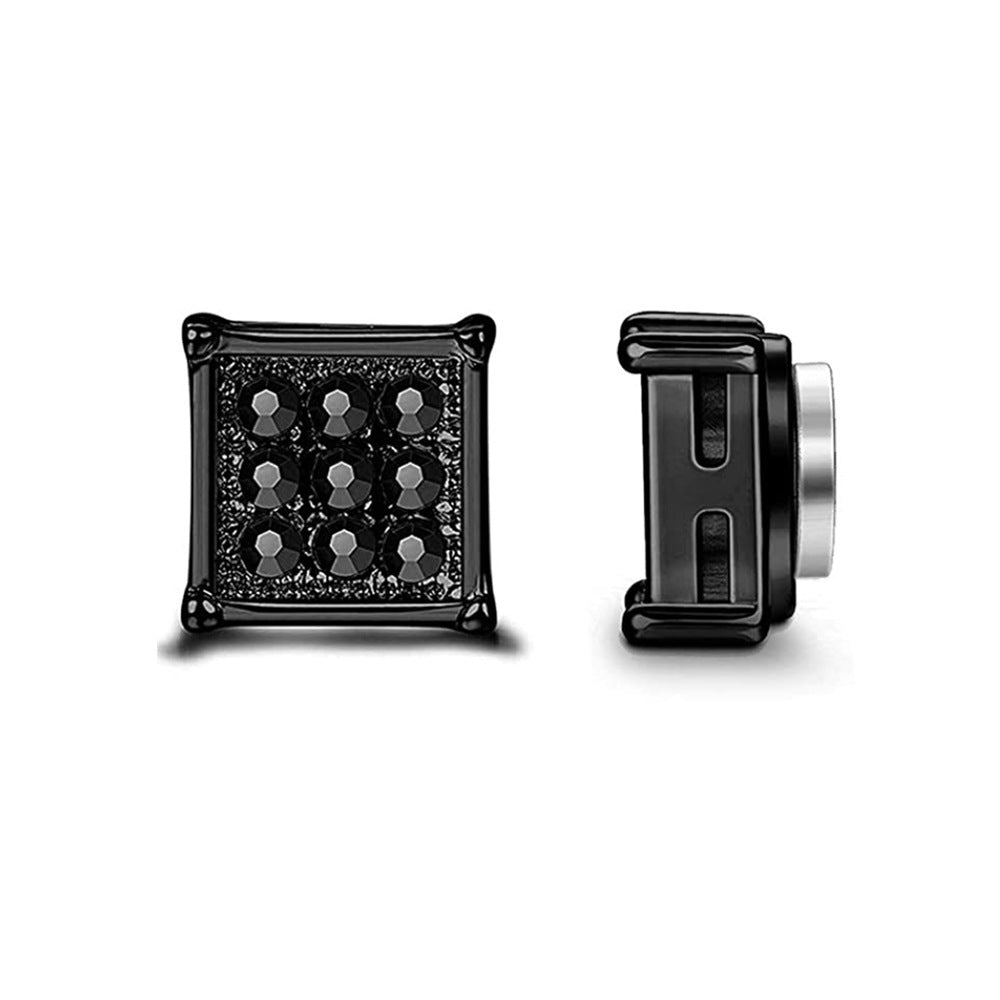 Men's Stainless Steel Zircon Magnet Black White Rings