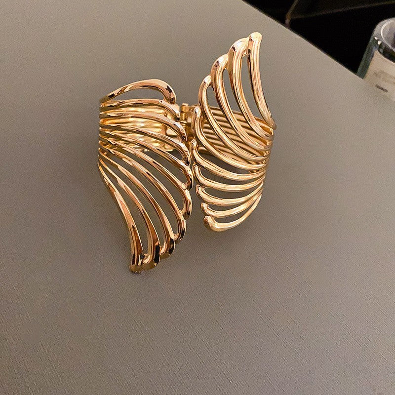 Metallic Striped Geometric Cross Flowers Openings Niche Exaggerated High Bracelet