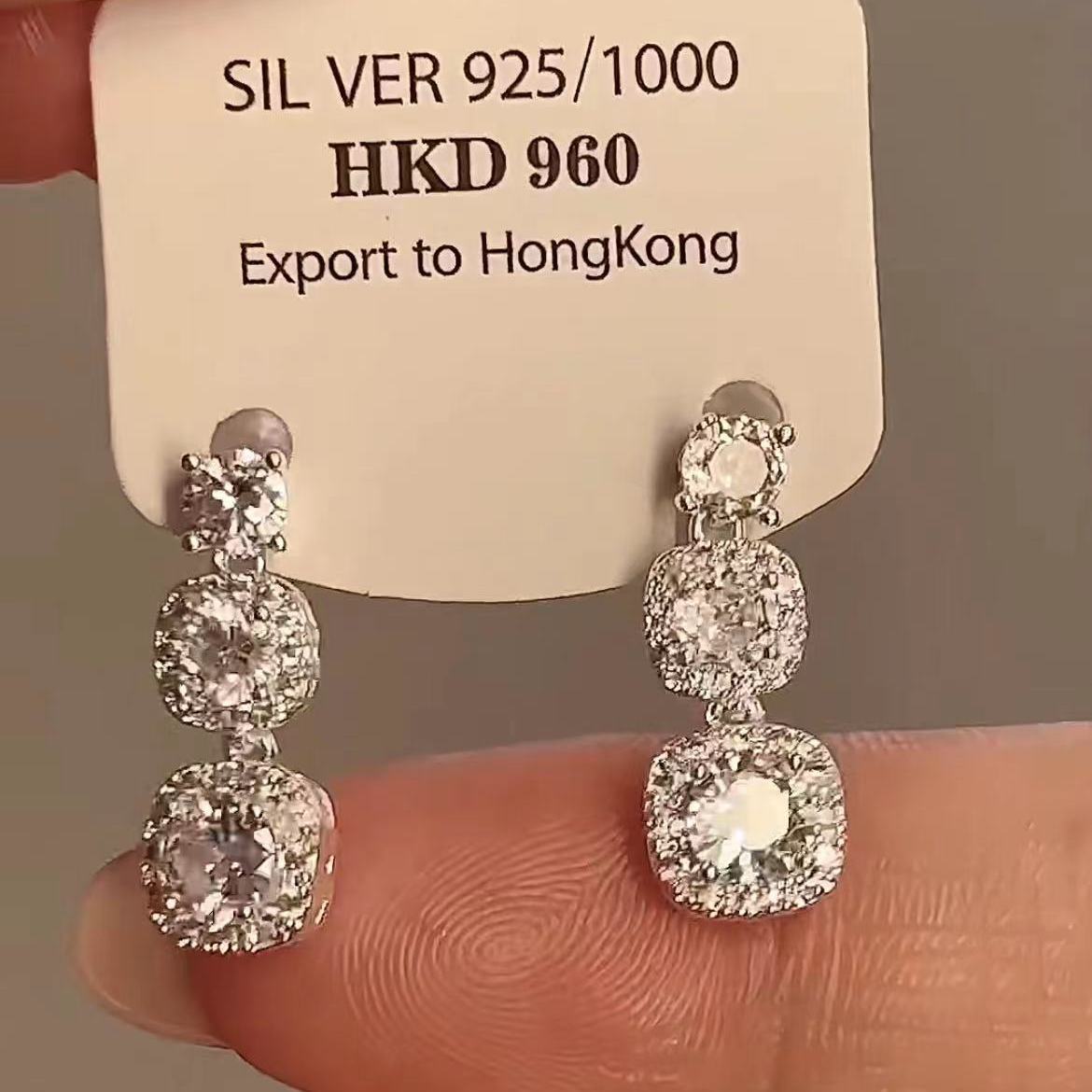 Women's Zircon Geometric Super Flash Light Luxury Minority Square Earrings