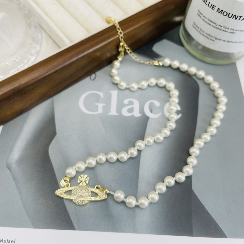 Saturn Pearl Light Luxury Clavicle Chain Necklaces