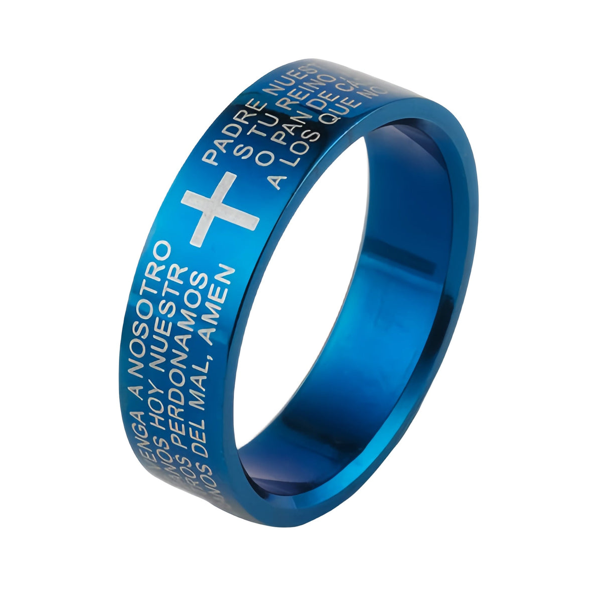 Men's Stainless Steel Personalized Carved Cross Letter Ring