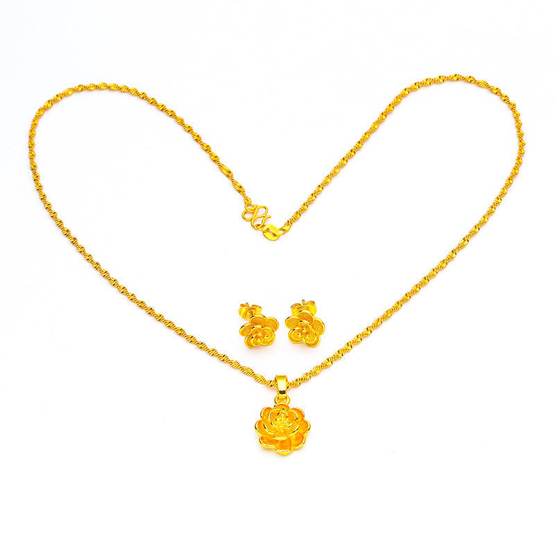 Women's Vietnam Placer Gold Fashion Sand Flower Eardrops Decorative Earrings