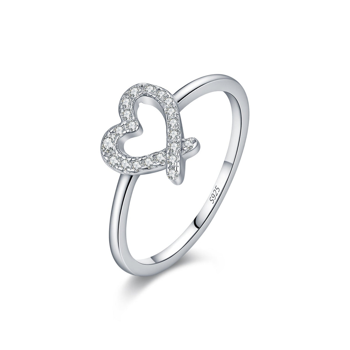 Irregular Heart-Shaped D-Color VVS1 Moissanite Engagement Ring in Sterling Silver