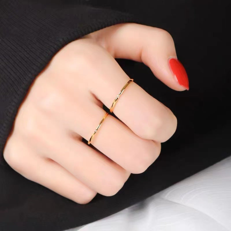Women's Light Luxury Simple Personality Temperament Small Zircon Design Fashion Ring