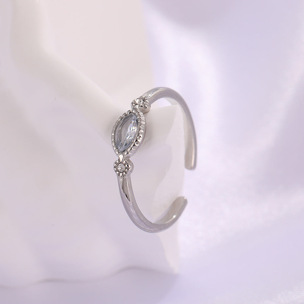 Women's Trendy Adjustable Mouth Korean Style Elegant Stainless Steel Niche Design Rings