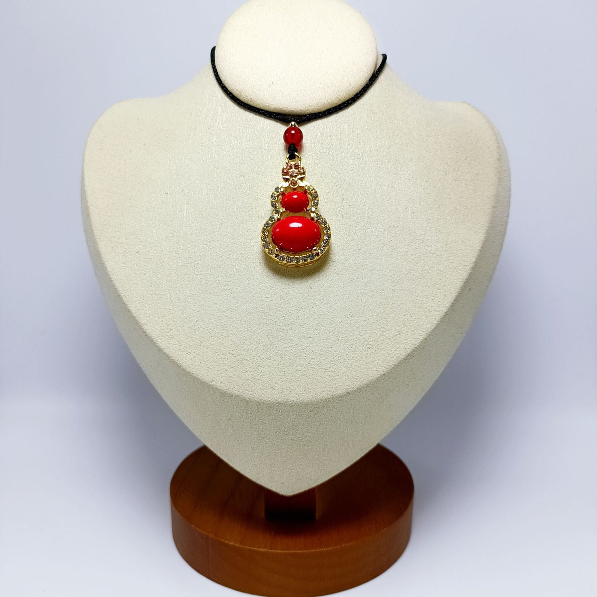 Imitation Gold Inlaid With Jade Calabash Pendent Green Chalcedony Alloy Pendant
