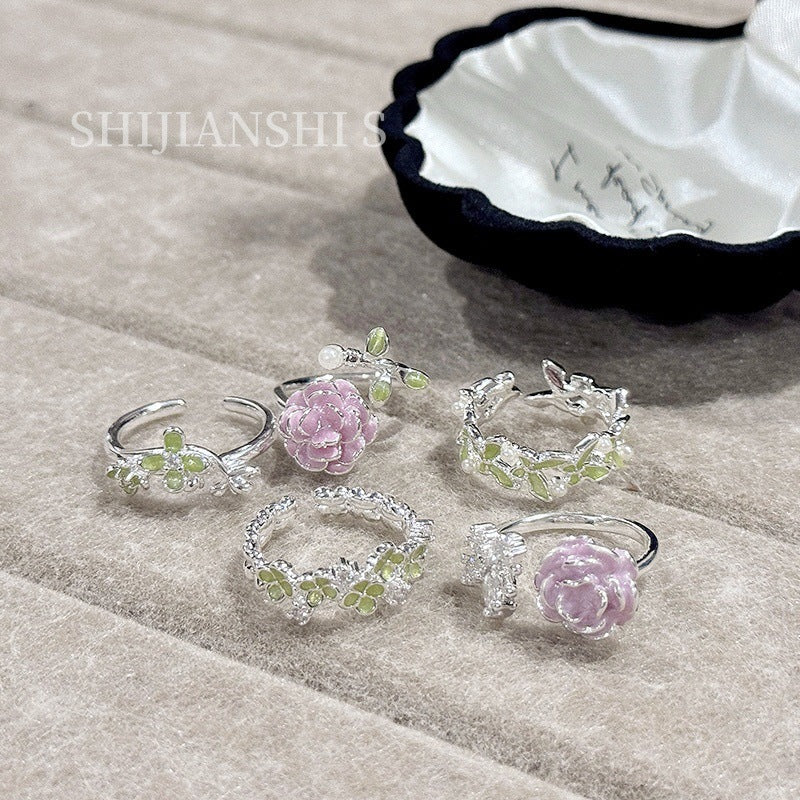 Women's Fog Fresh Pink Floral Tender Shoot Light Oxygen Twin Full Rings